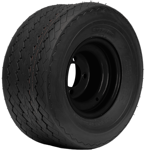 WT0801 – SGC 8" Black Steel Wheels -18"x8.5"-8" Sawtooth Pattern Tires