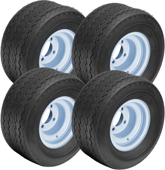 WT0802 – ASSEMBLED WHEEL/TIRES-18"x8.5"x8" WHITE STEEL WHEEL-SAWTOOTH P509 (SET OF 4)