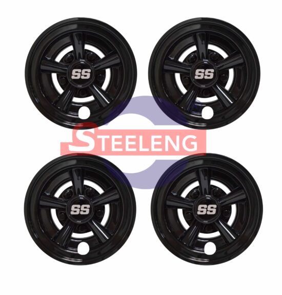 WC0802 – SGC 8" Wheel Covers Glossy Black Finish SS Design (SET OF 4)