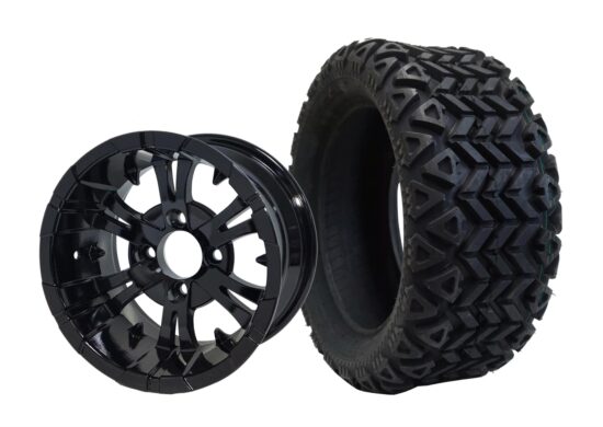 BNDL-TR1403-WH1414-CC0002-LN – SGC 14" Vampire Glossy Black Wheel - Aluminum Alloy / STEELENG 23"x10"-14" All Terrain Tire DOT approved
