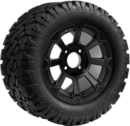 BNDL-TR1203-WH1262-CC0024-LN - SGC 12" Cyclops Matte Black Wheel - Aluminum Alloy / STEELENG 22″x10.5″-12″ STINGER All Terrain Tire DOT approved