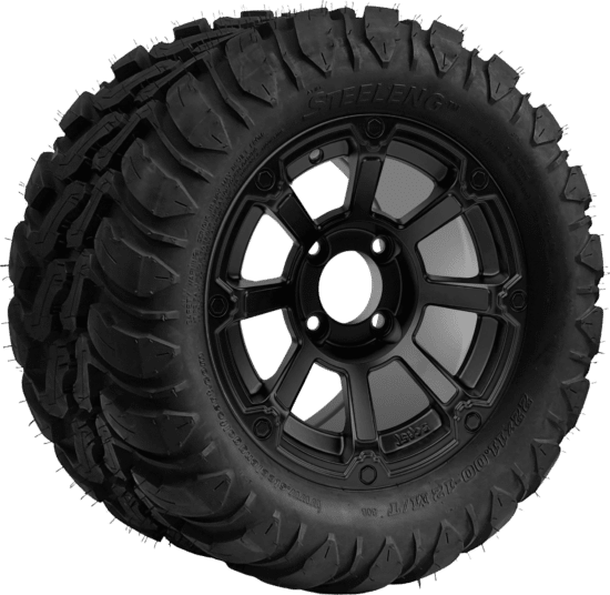 BNDL-TR1209-WH1262-CC0024-LN - SGC 12" Cyclops Matte Black Wheel - Aluminum Alloy / STEELENG 22″x11″-12″ Mud Terrain / All Terrain Tire DOT Approved