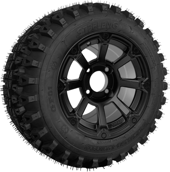 BNDL-TR1280-WH1262-CC0024-LN - SGC 12" Cyclops Matte Black Wheel - Aluminum Alloy / STEELENG 23″x10.5″-12″ QH All Terrain Tire