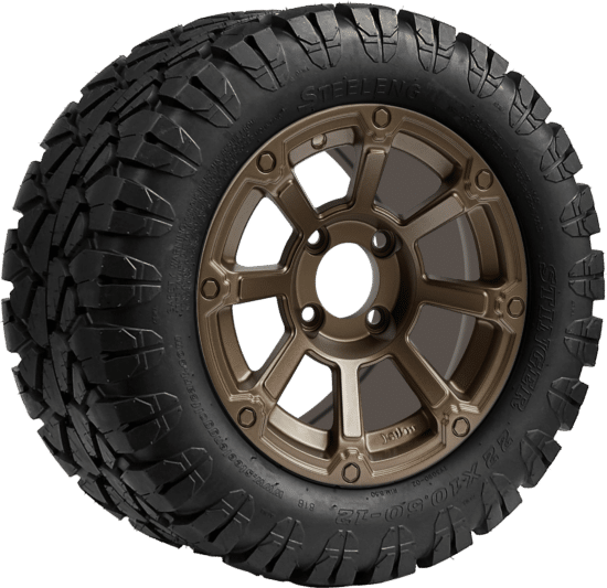 BNDL-TR1203-WH1263-CC0026-LN - SGC 12" Cyclops Bronze Wheel - Aluminum Alloy / STEELENG 22″x10.5″-12″ STINGER All Terrain Tire DOT approved