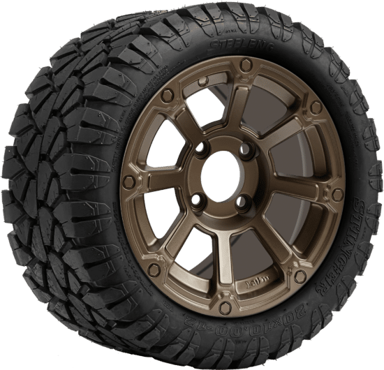 BNDL-TR1204-WH1263-CC0026-LN - SGC 12" Cyclops Bronze Wheel - Aluminum Alloy / STEELENG 20″x10″-12″ STINGER All Terrain Tire DOT approved