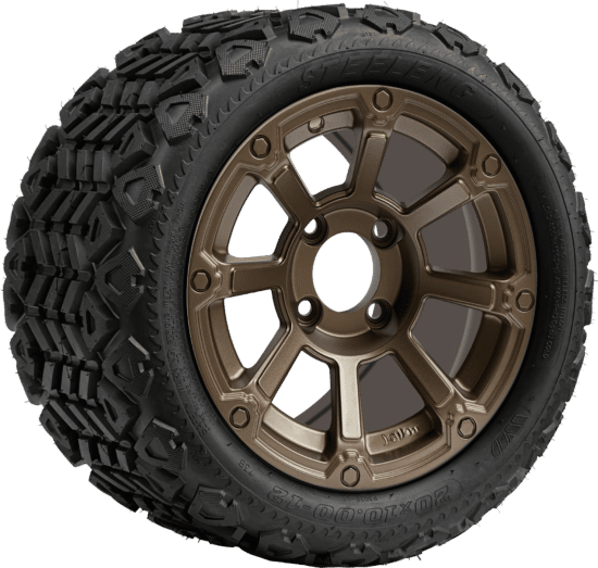 BNDL-TR1207-WH1263-CC0026-LN - SGC 12" Cyclops Bronze Wheel - Aluminum Alloy / STEELENG 20″x10″-12″ All Terrain Tire DOT approved