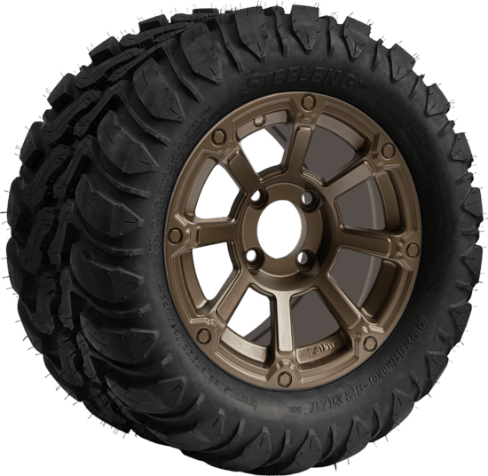 BNDL-TR1209-WH1263-CC0026-LN - SGC 12" Cyclops Bronze Wheel - Aluminum Alloy / STEELENG 22″x11″-12″ Mud Terrain / All Terrain Tire DOT Approved