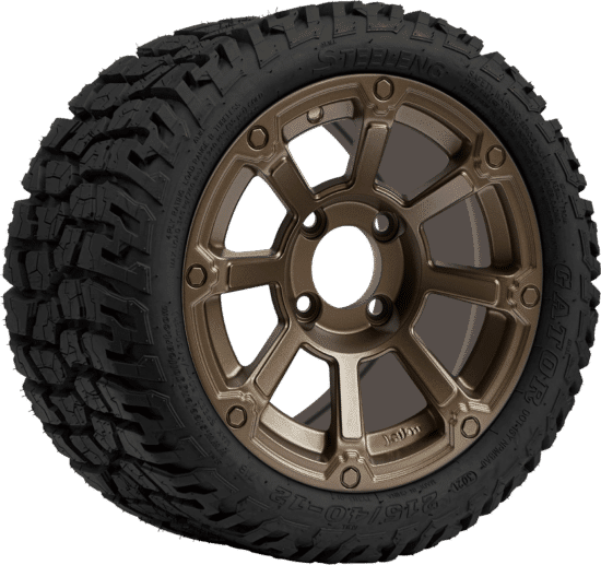 BNDL-TR1210-WH1263-CC0026-LN - SGC 12" Cyclops Bronze Wheel - Aluminum Alloy / STEELENG 215/40-12 GATOR Hybrid Low Profile / All Terrain Tire DOT Approved