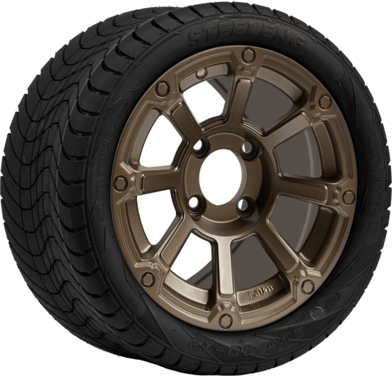 BNDL-TR1211-WH1263-CC0026-LN - SGC 12" Cyclops Bronze Wheel - Aluminum Alloy / STEELENG 215/40-12 Low Profile Tire DOT Approved