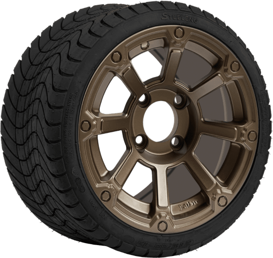 BNDL-TR1212-WH1263-CC0026-LN - SGC 12" Cyclops Bronze Wheel - Aluminum Alloy / STEELENG 215/35-12 Low Profile Tire