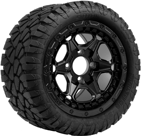BNDL-TR1204-WH1265-CC0024-LN - SGC 12" Grizzly Matte Black Wheel - Aluminum Alloy / STEELENG 20″x10″-12″ STINGER All Terrain Tire DOT approved