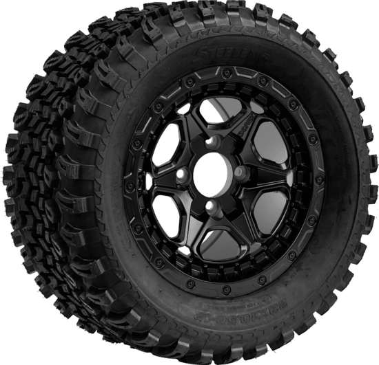BNDL-TR1205-WH1265-CC0024-LN - SGC 12" Grizzly Matte Black Wheel - Aluminum Alloy / STEELENG 23″x10.5″-12″ All Terrain Tire