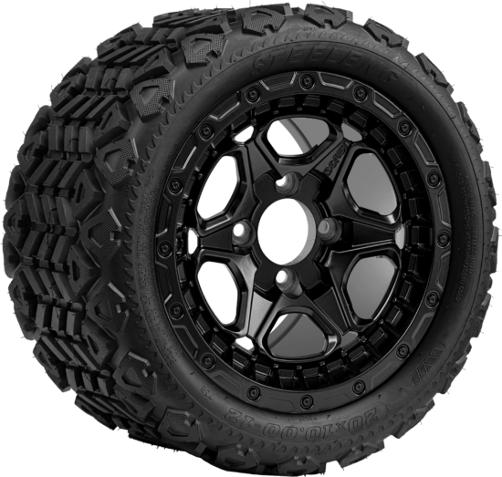 BNDL-TR1207-WH1265-CC0024-LN - SGC 12" Grizzly Matte Black Wheel - Aluminum Alloy / STEELENG 20″x10″-12″ All Terrain Tire DOT approved