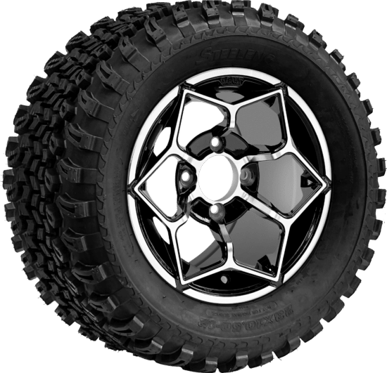 BNDL-TR1205-WH1266-CC0025-LN - SGC 12" Hammerhead Machined/Black Wheel - Aluminum Alloy / STEELENG 23″x10.5″-12″ All Terrain Tire