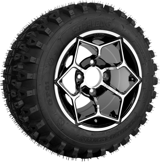 BNDL-TR1280-WH1266-CC0025-LN - SGC 12" Hammerhead Machined/Black Wheel - Aluminum Alloy / STEELENG 23″x10.5″-12″ QH All Terrain Tire