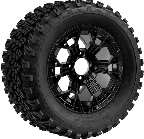 BNDL-TR1205-WH1268-CC0027-LN - SGC 12" Mantis Glossy Black Wheel - Aluminum Alloy / STEELENG 23″x10.5″-12″ All Terrain Tire