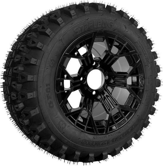 BNDL-TR1280-WH1268-CC0027-LN - SGC 12" Mantis Glossy Black Wheel - Aluminum Alloy / STEELENG 23″x10.5″-12″ QH All Terrain Tire