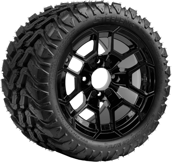 BNDL-TR1202-WH1272-CC0027-LN - SGC 12" Talon Glossy Black Wheel - Aluminum Alloy / STEELENG 20″x10″-12″ Mud Terrain Tire