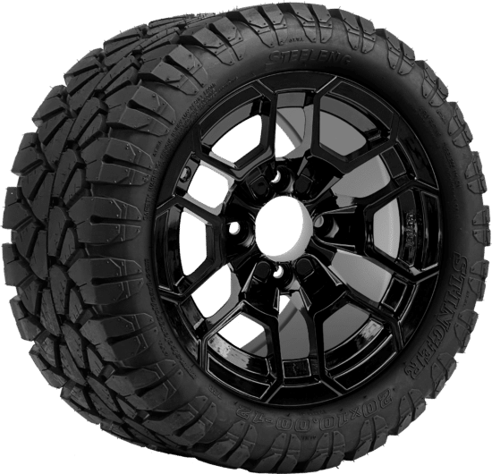 BNDL-TR1204-WH1272-CC0027-LN - SGC 12" Talon Glossy Black Wheel - Aluminum Alloy / STEELENG 20″x10″-12″ STINGER All Terrain Tire DOT approved