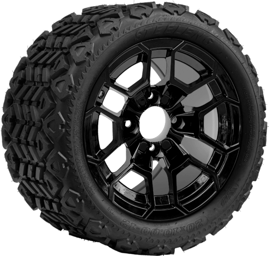 BNDL-TR1207-WH1272-CC0027-LN - SGC 12" Talon Glossy Black Wheel - Aluminum Alloy / STEELENG 20″x10″-12″ All Terrain Tire DOT approved