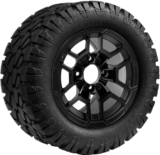 BNDL-TR1203-WH1273-CC0024-LN - SGC 12" Talon Matte Black Wheel - Aluminum Alloy / STEELENG 22″x10.5″-12″ STINGER All Terrain Tire DOT approved