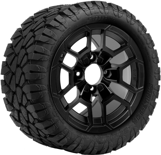 BNDL-TR1204-WH1273-CC0024-LN - SGC 12" Talon Matte Black Wheel - Aluminum Alloy / STEELENG 20″x10″-12″ STINGER All Terrain Tire DOT approved