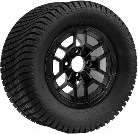 BNDL-TR1206-WH1273-CC0024-LN - SGC 12" Talon Matte Black Wheel - Aluminum Alloy / STEELENG 23″x10.5″-12″ Turf Tire