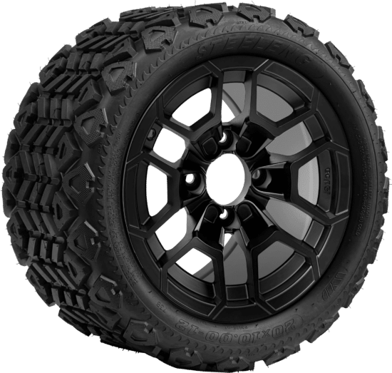 BNDL-TR1207-WH1273-CC0024-LN - SGC 12" Talon Matte Black Wheel - Aluminum Alloy / STEELENG 20″x10″-12″ All Terrain Tire DOT approved