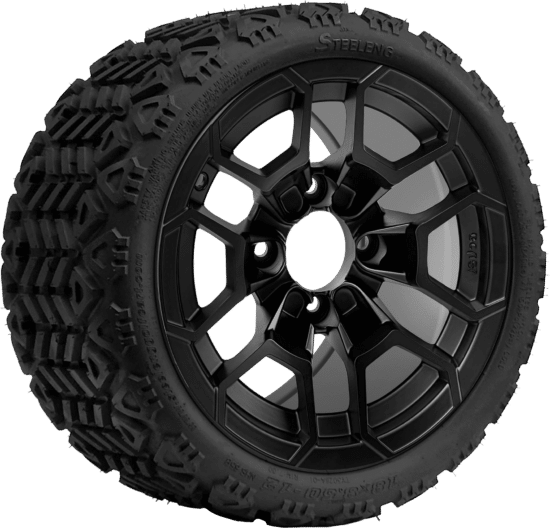 BNDL-TR1208-WH1273-CC0024-LN - SGC 12" Talon Matte Black Wheel - Aluminum Alloy / STEELENG 18″x8.5″-12″ All-Terrain Tire DOT approved