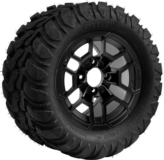 BNDL-TR1209-WH1273-CC0024-LN - SGC 12" Talon Matte Black Wheel - Aluminum Alloy / STEELENG 22″x11″-12″ Mud Terrain / All Terrain Tire DOT Approved