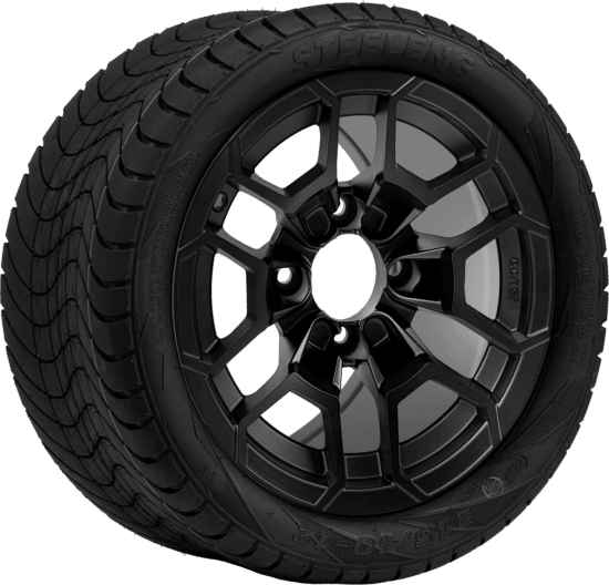 BNDL-TR1211-WH1273-CC0024-LN - SGC 12" Talon Matte Black Wheel - Aluminum Alloy / STEELENG 215/40-12 Low Profile Tire DOT Approved