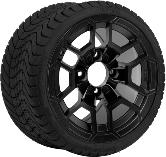 BNDL-TR1212-WH1273-CC0024-LN - SGC 12" Talon Matte Black Wheel - Aluminum Alloy / STEELENG 215/35-12 Low Profile Tire