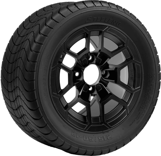 BNDL-TR1213-WH1273-CC0024-LN - SGC 12" Talon Matte Black Wheel - Aluminum Alloy / STEELENG 215/50-12 Comfort Ride Street Tire DOT Approved