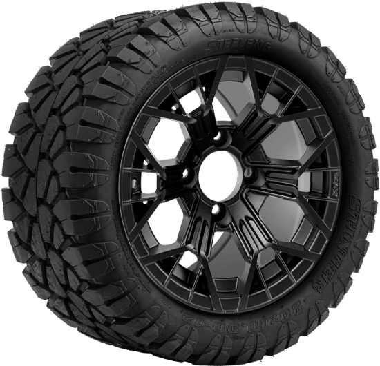 BNDL-TR1204-WH1276-CC0024-LN - SGC 12" Mantis Matte Black Wheel - Aluminum Alloy / STEELENG 20″x10″-12″ STINGER All Terrain Tire DOT approved