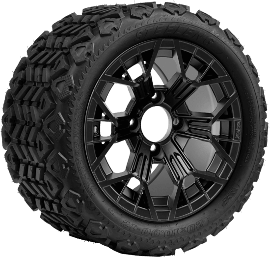 BNDL-TR1207-WH1276-CC0024-LN - SGC 12" Mantis Matte Black Wheel - Aluminum Alloy / STEELENG 20″x10″-12″ All Terrain Tire DOT approved