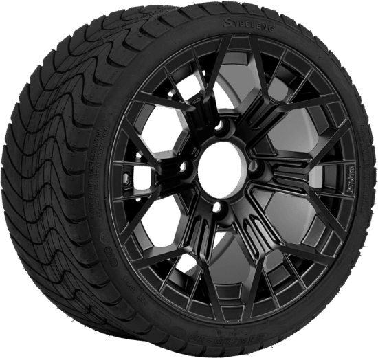 BNDL-TR1212-WH1276-CC0024-LN - SGC 12" Mantis Matte Black Wheel - Aluminum Alloy / STEELENG 215/35-12 Low Profile Tire