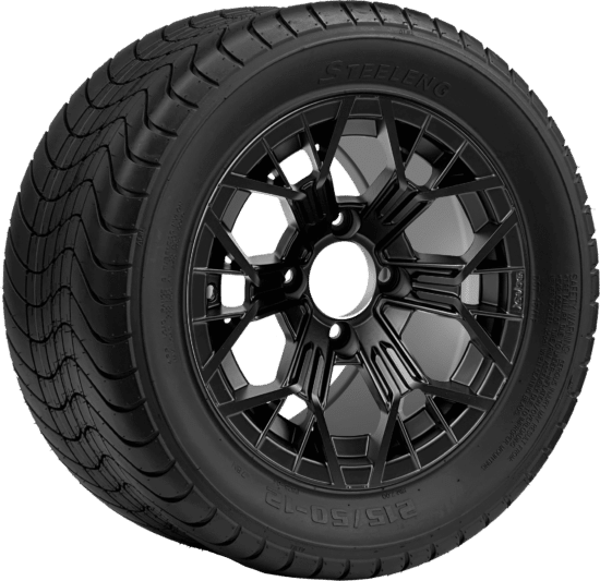 BNDL-TR1213-WH1276-CC0024-LN - SGC 12" Mantis Matte Black Wheel - Aluminum Alloy / STEELENG 215/50-12 Comfort Ride Street Tire DOT Approved