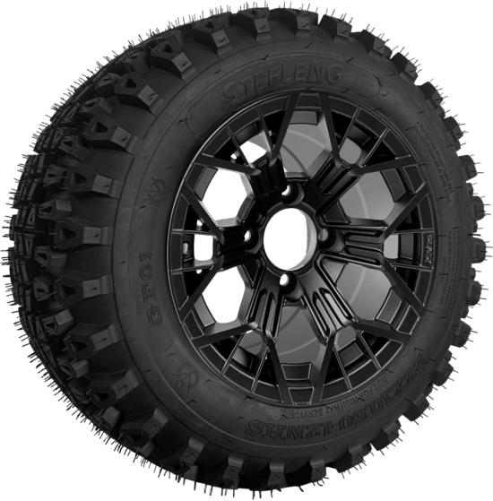 BNDL-TR1280-WH1276-CC0024-LN - SGC 12" Mantis Matte Black Wheel - Aluminum Alloy / STEELENG 23″x10.5″-12″ QH All Terrain Tire