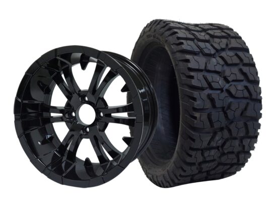 BNDL-TR1502-WH1502-CC0002-LN – SGC 15" Vampire Glossy Black Wheel - Aluminum Alloy /  STEELENG 23"x10"-15" GATOR Hybrid AT Tire DOT approved