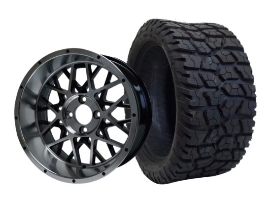 BNDL-TR1502-WH1503-CC0001-LN – SGC 15" Venom Machined/Black Wheel - Aluminum Alloy /  STEELENG 23"x10"-15" GATOR Hybrid AT Tire DOT approved