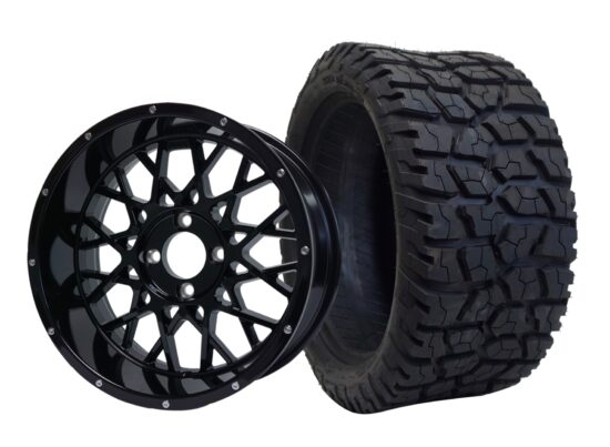 BNDL-TR1502-WH1504-CC0002-LN – SGC 15" Venom Glossy Black Wheel - Aluminum Alloy /  STEELENG 23"x10"-15" GATOR Hybrid AT Tire DOT approved