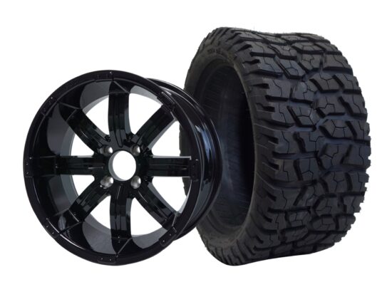 BNDL-TR1502-WH1506-CC0002-LN – SGC 15" Tempest Glossy Black Wheel - Aluminum Alloy /  STEELENG 23"x10"-15" GATOR Hybrid AT Tire DOT approved