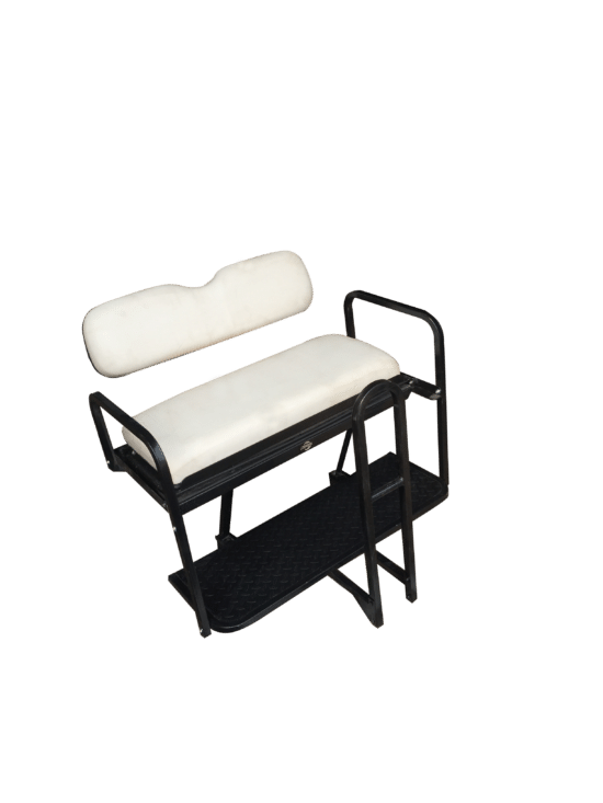 BNDL-SFPR03-SC0006 - STEELENG Rear Flip Seat – Club Car Precedent / Tempo (2004-up) with roof supports / White Cushion Set
