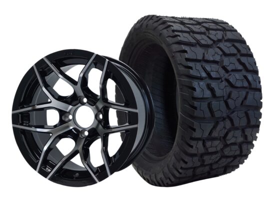 BNDL-TR1401-WH1426-CC0001-LN – SGC 14" Rally Machined/Black Wheel - Aluminum Alloy / STEELENG 22"x10.5"-14" GATOR Hybrid AT Tire DOT approved