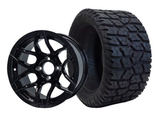 BNDL-TR1401-WH1427-CC0002-LN – SGC 14" Rally Glossy Black Wheel - Aluminum Alloy / STEELENG 22"x10.5"-14" GATOR Hybrid AT Tire DOT approved