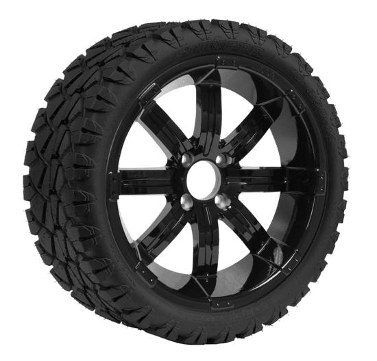 BNDL-TR1402-WH1407-CC0002-LN – SGC 14" Tempest Glossy Black Wheel - Aluminum Alloy / STEELENG 20"x8.5"-14" STINGER Hybrid AT Tire DOT approved