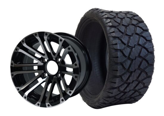 BNDL-TR1402-WH1424-CC0001-LN – SGC 14" Lancer Machined/Black Wheel - Aluminum Alloy / STEELENG 20"x8.5"-14" STINGER Hybrid AT Tire DOT approved