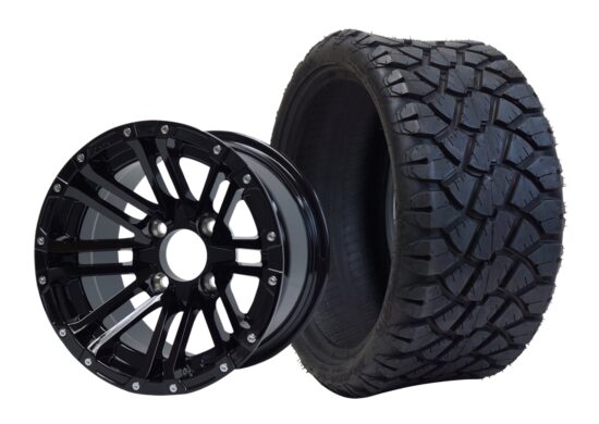 BNDL-TR1402-WH1425-CC0002-LN – SGC 14" Lancer Glossy Black Wheel - Aluminum Alloy / STEELENG 20"x8.5"-14" STINGER Hybrid AT Tire DOT approved