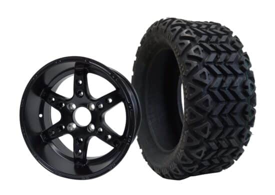 BNDL-TR1403-WH1412-CC0003-LN – SGC 14" Turbine Matte Black Wheel - Aluminum Alloy / STEELENG 23"x10"-14" All Terrain Tire DOT approved