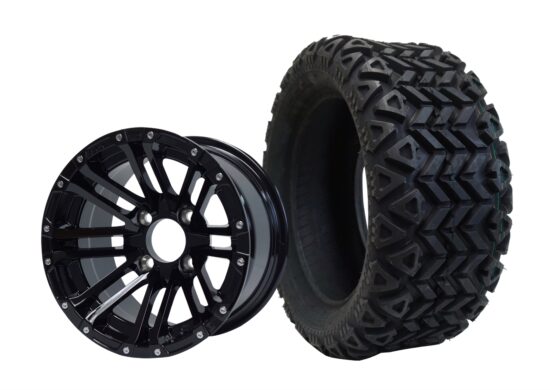 BNDL-TR1403-WH1425-CC0002-LN – SGC 14" Lancer Glossy Black Wheel - Aluminum Alloy / STEELENG 23"x10"-14" All Terrain Tire DOT approved
